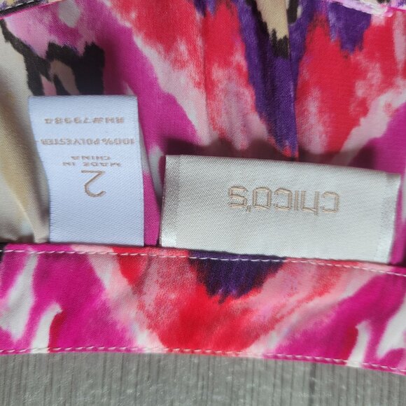 Chicos Womens Size 2 Multicolor Abstract Print Button-Front Blouse Large - Picture 5 of 8